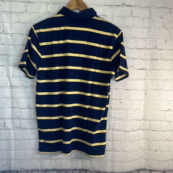 Brooks Brothers Slim Fit Blue Yellow Striped Polo M Medium Short Sleeve - Picture 4 of 7